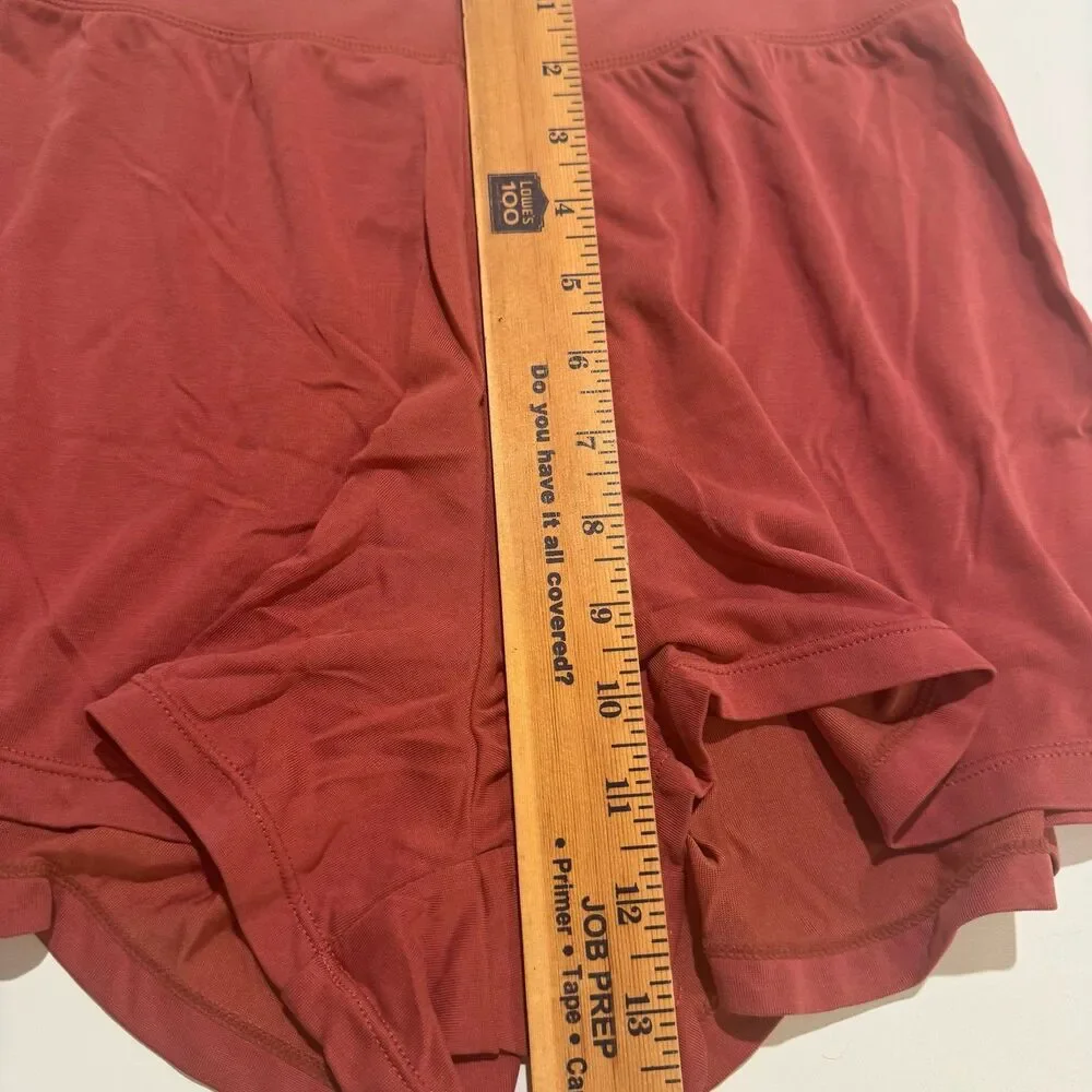 ODODOS Women's small Lounge Shorts Rust High Waist Elastic Pull On Casual
